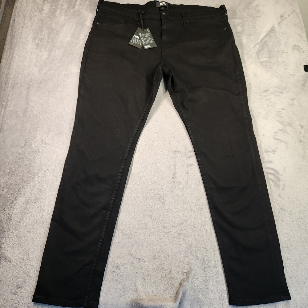 New PAIGE Mens Croft Transcend Skinny Jeans Black Shadow 40 x 32 Stretch Denim